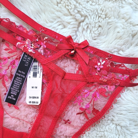 🍒NWT🍒 VS VERY SEXY FLORAL EMBROIDERY BUSTIER & THONG SET - Picture 10 of 11